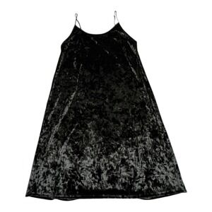 VICTORIA'S SECRET Black Velvet Slip Dress Spaghetti Strap Midi Length‎